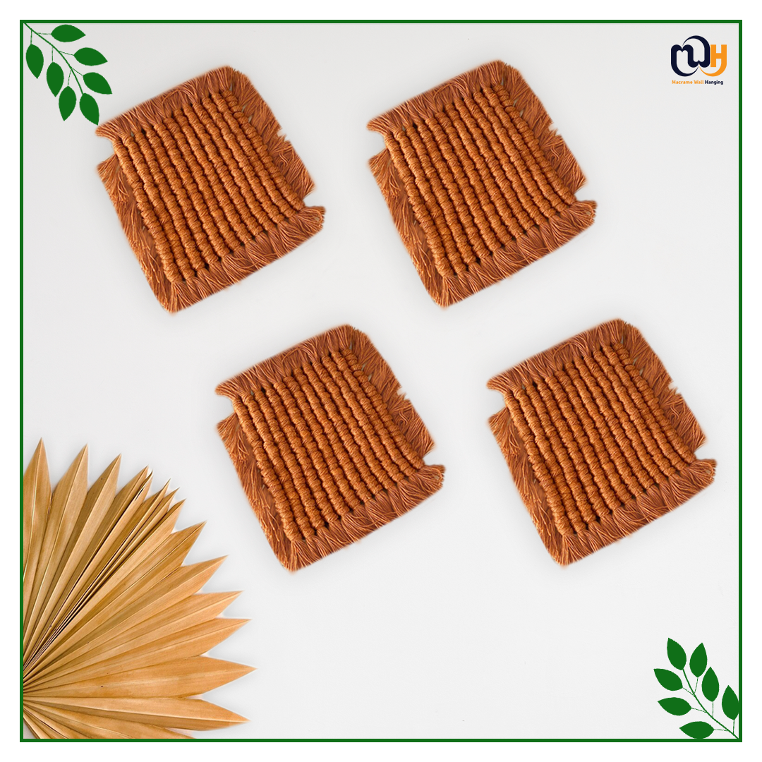 Rust Square Macrame Coasters