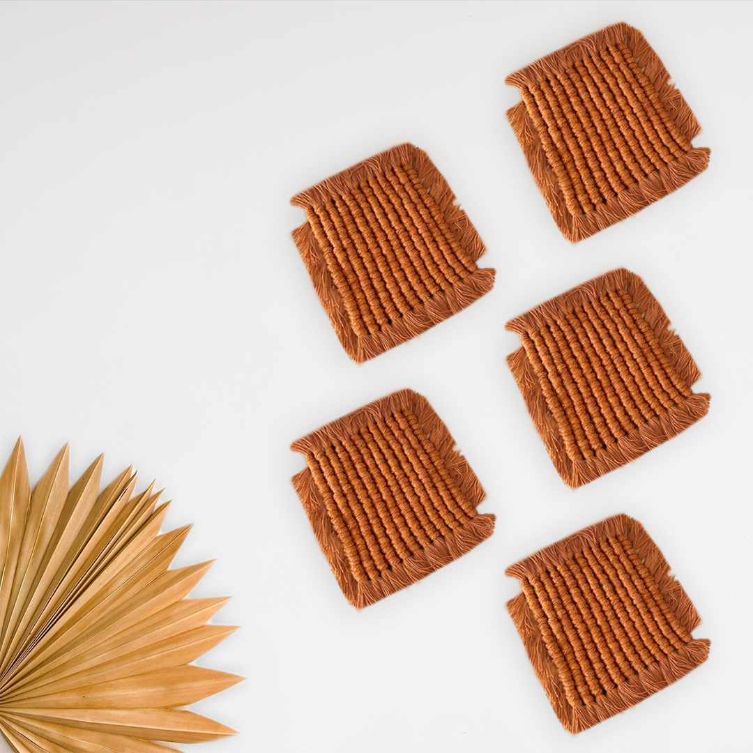 Rust Square Macrame Coasters