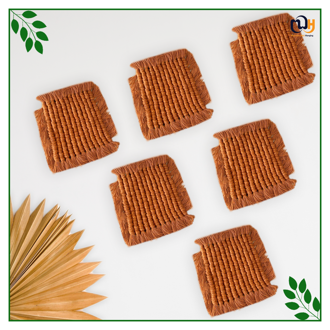 Rust Square Macrame Coasters