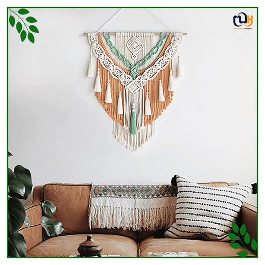 Handmade Boho Multi Color Cotton Rope Tapestry Wall Hanging
