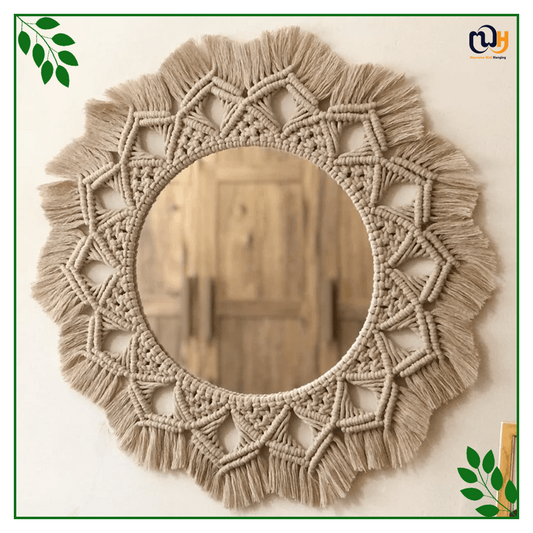 Handmade Boho Style Large Macrame Mirror 55 Cm
