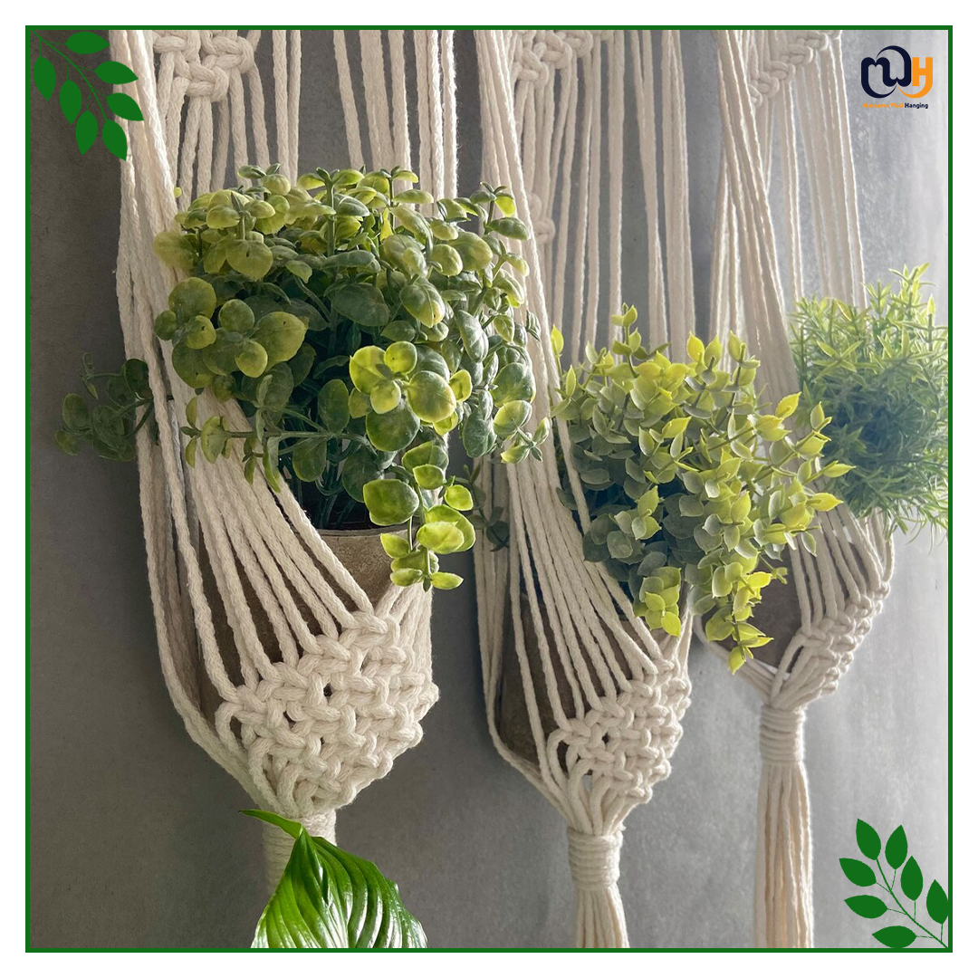 Handmade Boho Style Macrame Triple Plant Hanger Pattern