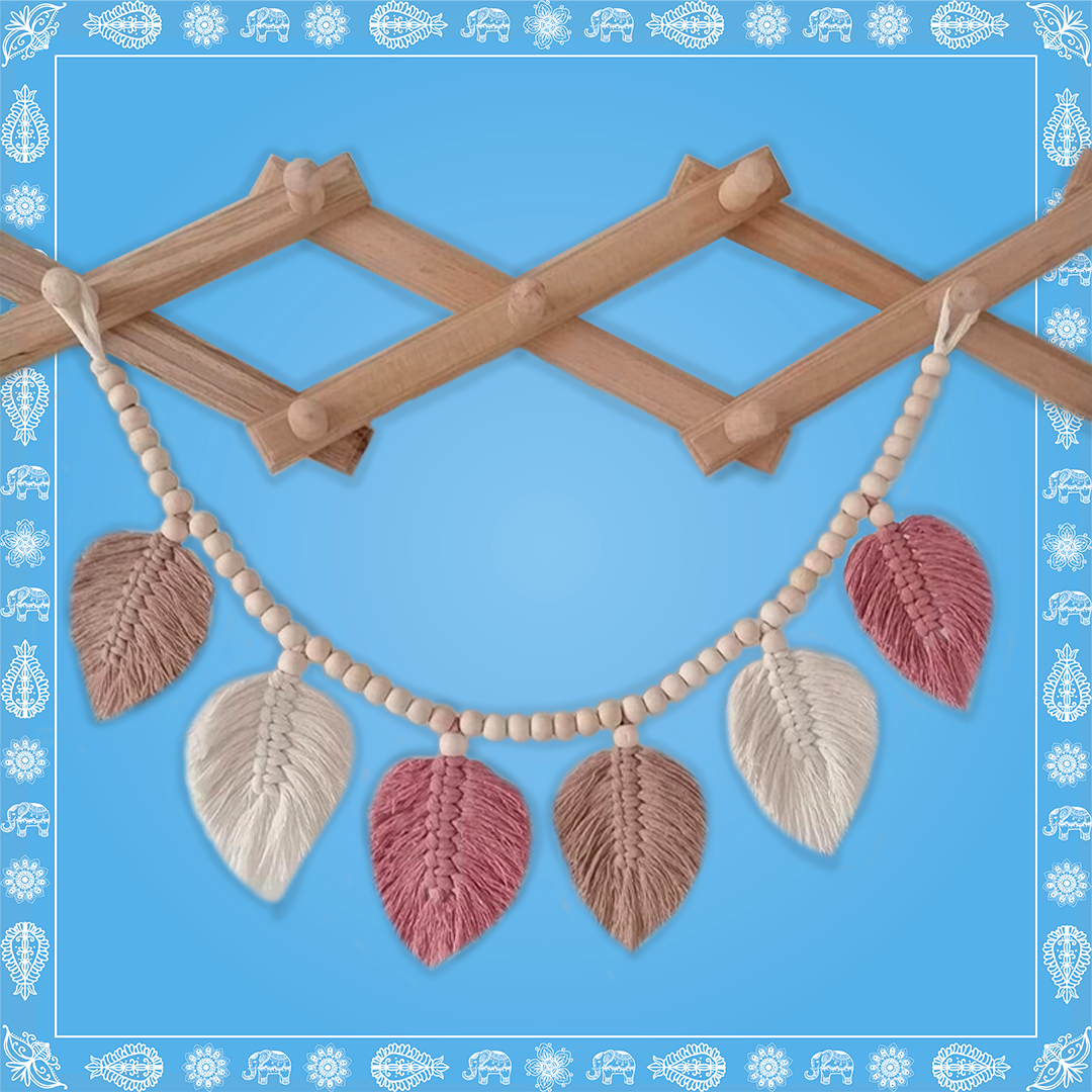 Handmade Boho Style Multi Color Leaf Macrame Garland