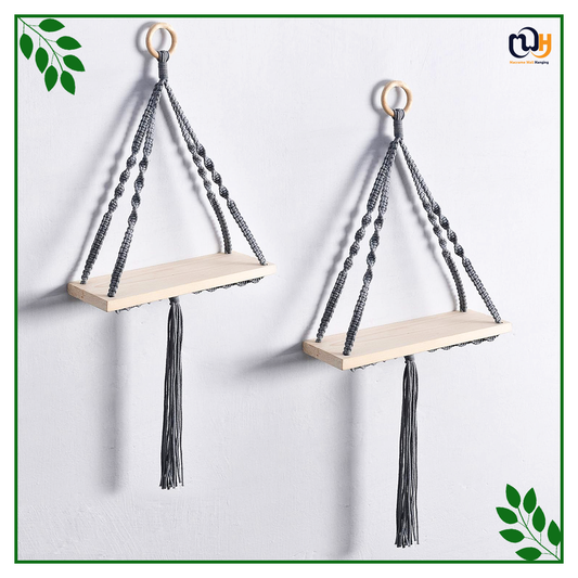 Colombian Natural Pine Wooden Shelves Bohemian - Pack of 2