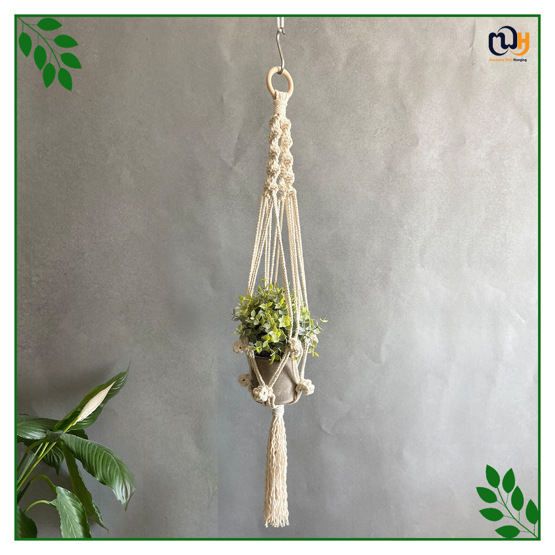 Handmade Boho Style Macrame Plant Hanger Knot With Hook