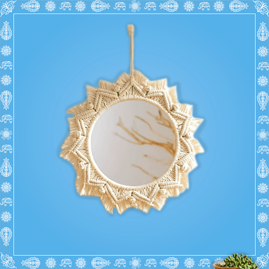 Handmade Boho Style Round Macrame Mirror