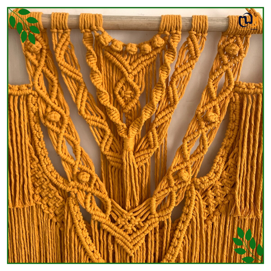 Handmade Boho Style Mustard Bohemian Wall Hanging with Tassels