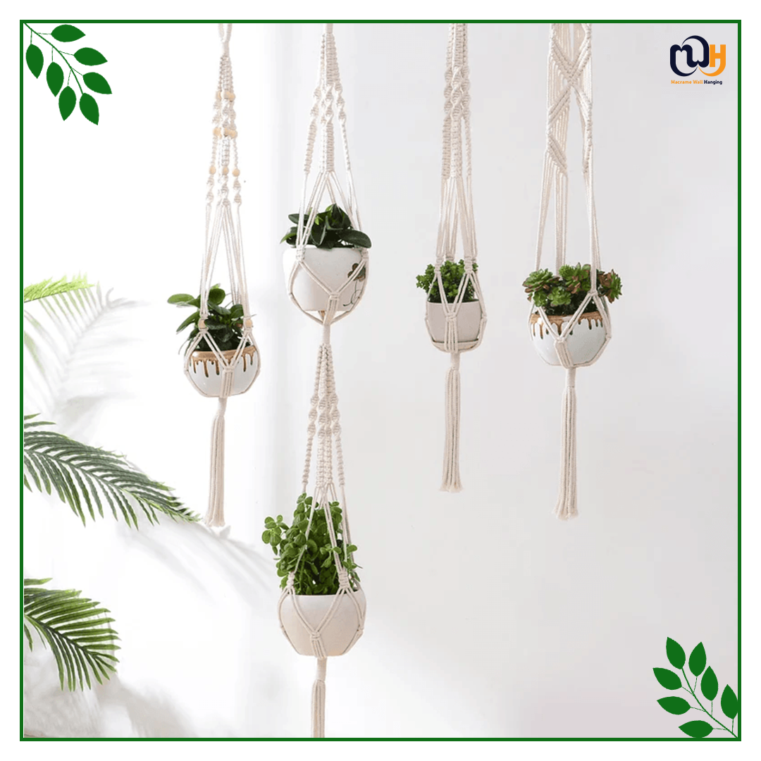 Handmade Boho Style Plant Hangers with Hooks Crochet