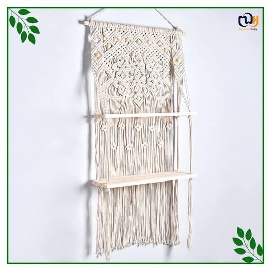 Flower Design Boho Shelf With 2 Shelves for Plant