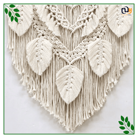 Handmade Boho Style Waterfall Macrame Wall Hanging Tapestry with Leaf
