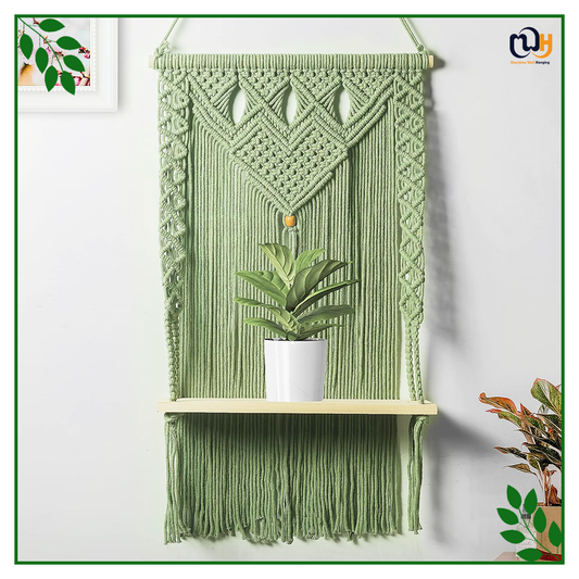 Handmade Boho Shelf Tapestry Tassel with Shelves For Plant