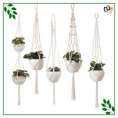 Handmade Boho Style Plant Hangers with Hooks and Beads