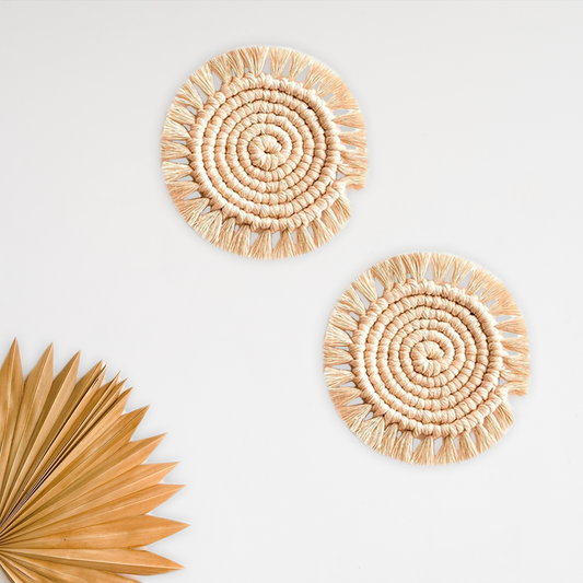 Cream Round Shape Macrame Coasters