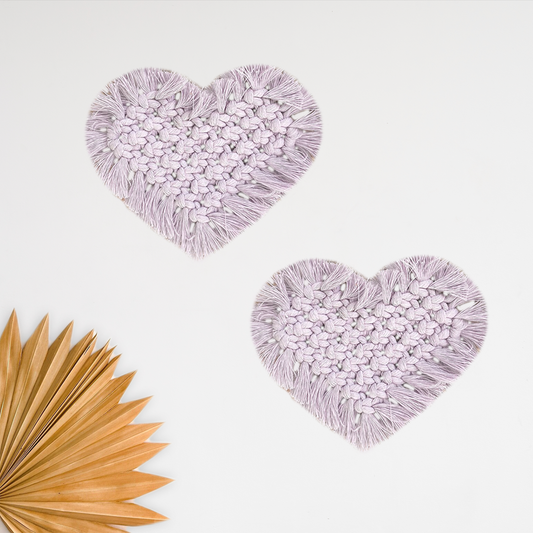 Light Purple Heart Shape Macrame Coasters