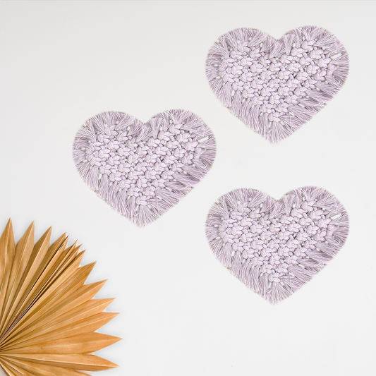 Light Purple Heart Shape Macrame Coasters