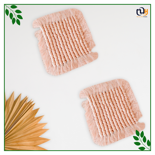 Peach Square Macrame Coasters